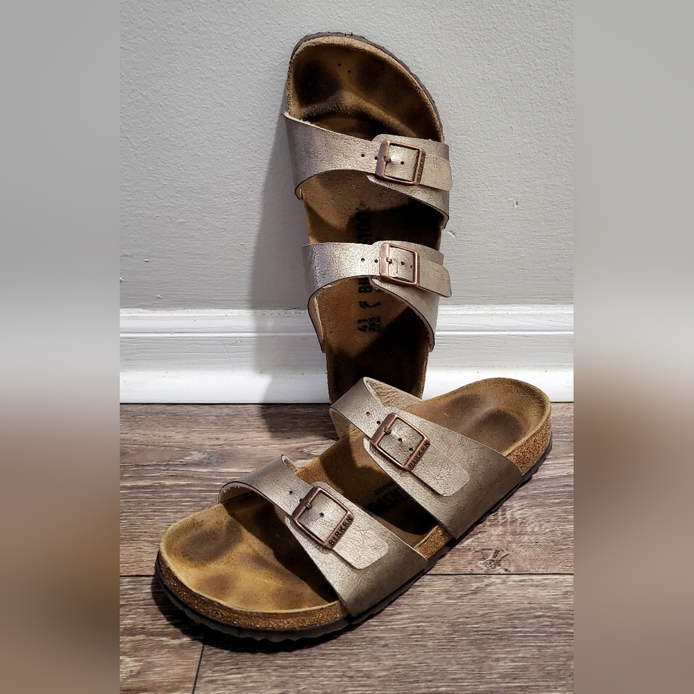 Gold Birkenstock Sandals